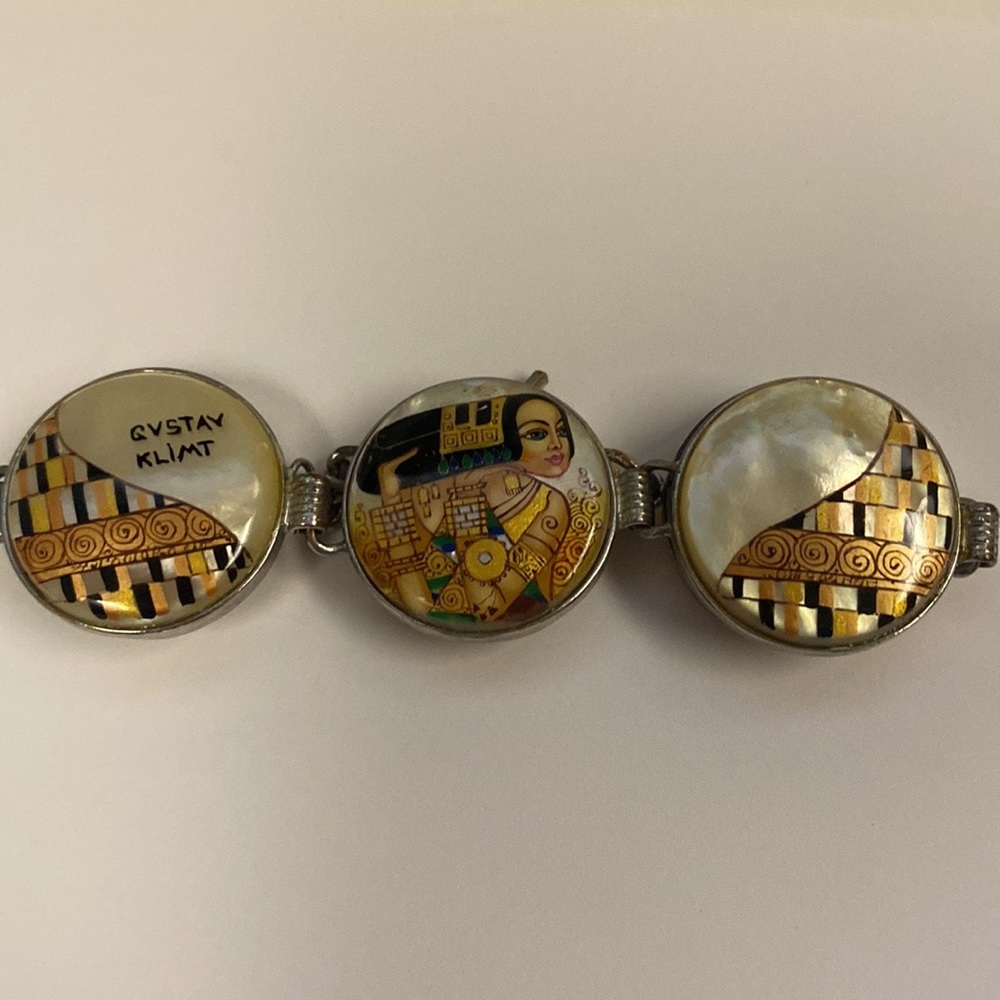 Bracelet! Mother of pearl and enamel. Gustavia Klimt